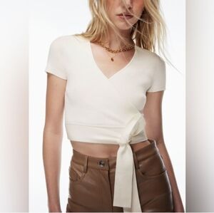 Aritzia Wilfred White Wrap Top